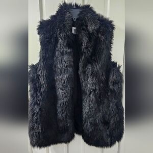 Gap Black Faux Fur Vest